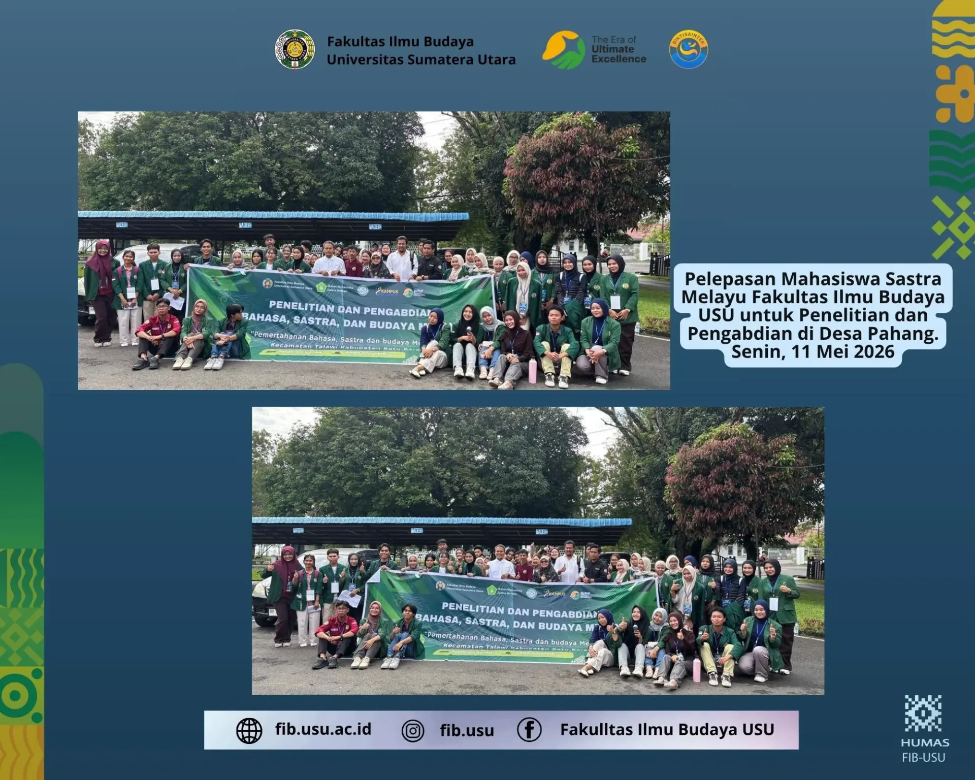 Pelepasan Mahasiswa Sastra Melayu untuk Penelitian dan Pengabdian di Desa Pahang